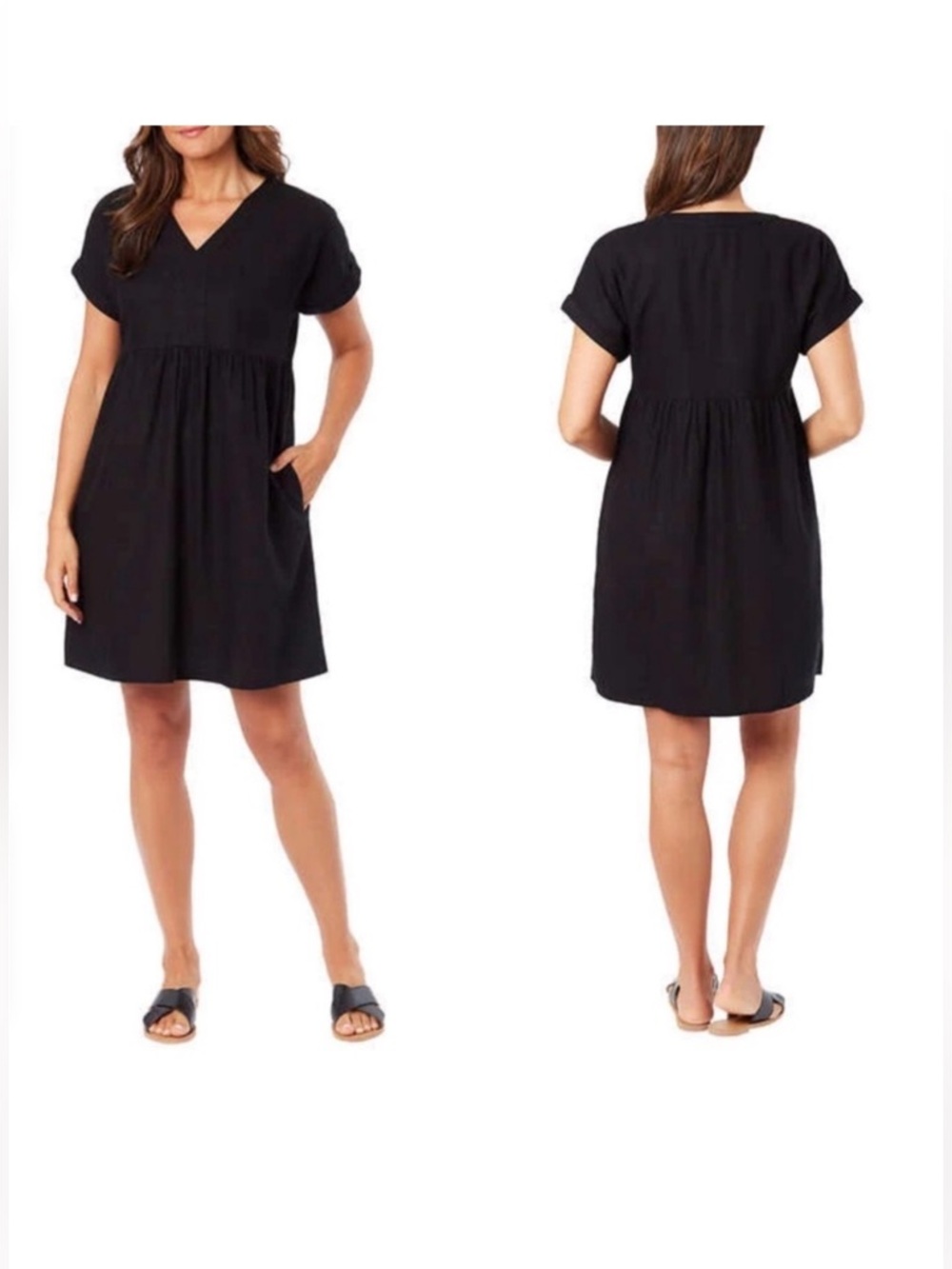 Briggs Womens V-neck Linen Blend Dress Pockets Size XL